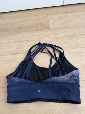 lululemon athletica Navy Multi-Strap Sports Bra with Patterned Accents size 8
